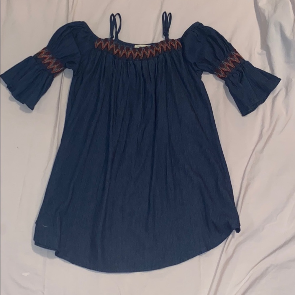 Denim Cold Shoulder Top